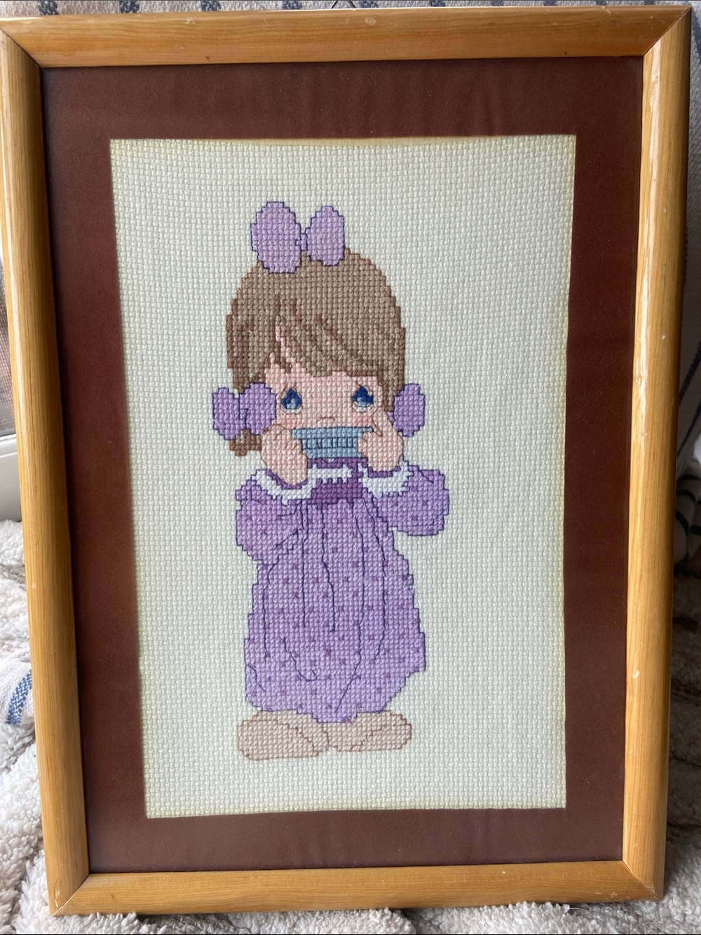 Cross stitch Precious moments framed art